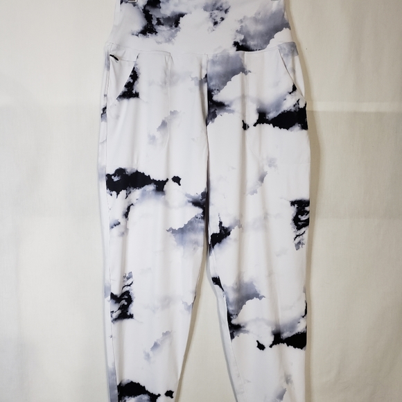 unbranded Pants - Tie-Dye High-Waisted Grey White Athletic Pants Women's Size M